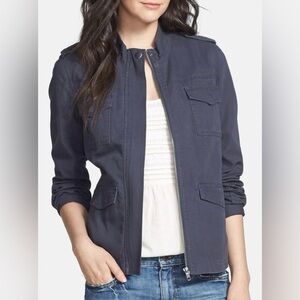 Hinge Cotton Canvas Military Jacket in Slate Grey Blue Size Large